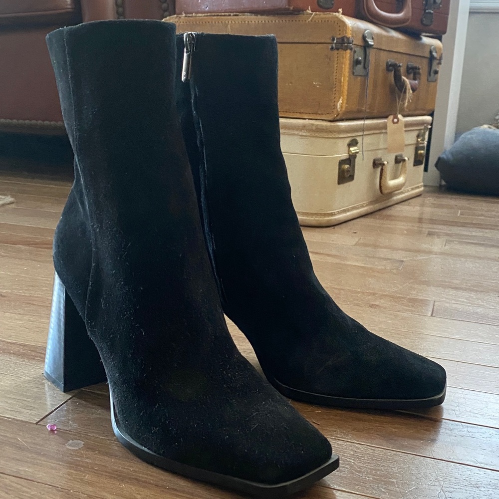 Sam Edelman Black Suede Heeled Boots